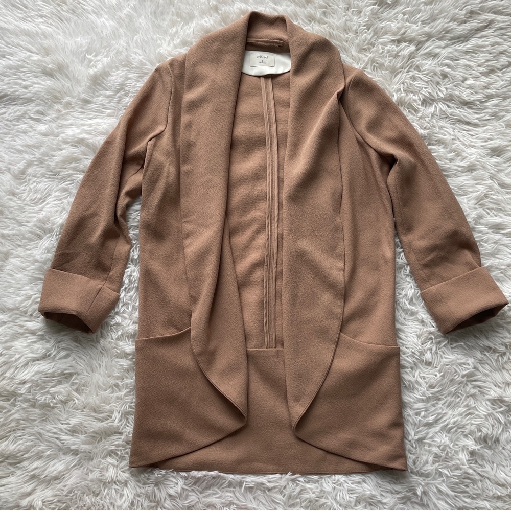 Aritzia Wilfred Chevalier Open Front Crepe Blazer